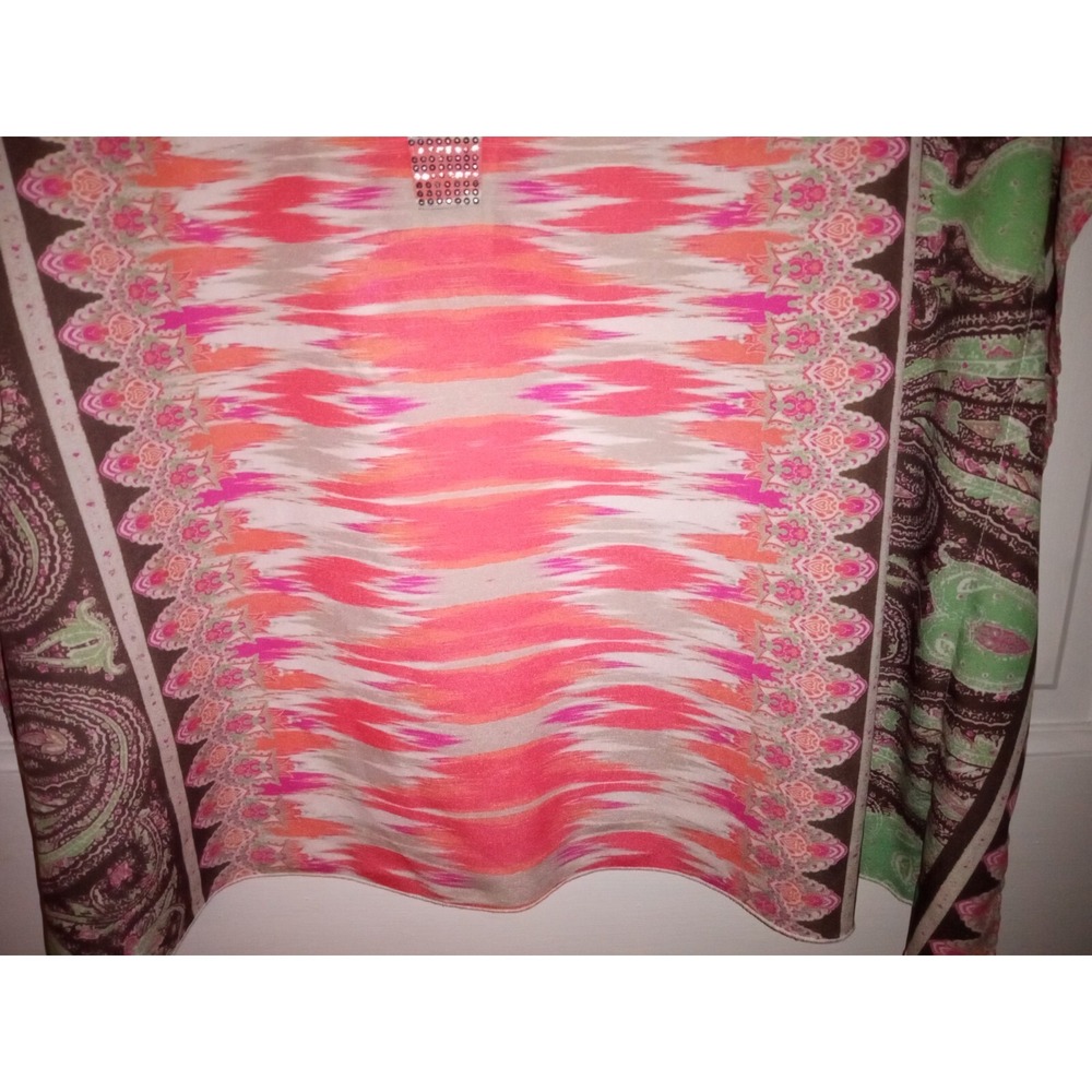Womens Valerie Stevens Pink Brown Poncho Style Top Size XL EUC - Picture 7 of 7